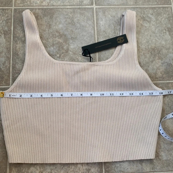House of Harlow 1960 Trendy Rib sleeveless Crop Tank Top beige/tan Large - Picture 5 of 7